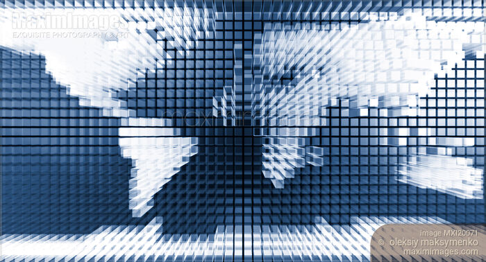 Stock image of Digital World Map Buy commercial use license at MaximImages