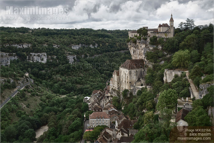 Stock photo of Dramatic landscape of Rocamador cliffside village in South France Buy commercial use license at MaximImages