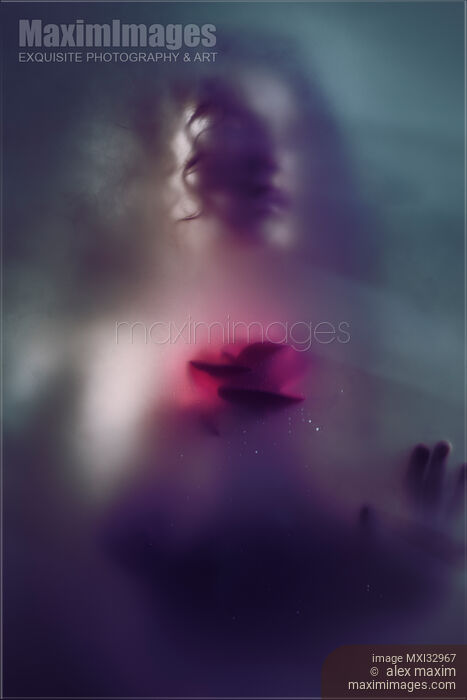 Dream-like ghostly sensual woman face with red rose behind a blurry glass Love and suffering Stock photo of Dream-like ghostly sensual woman face with red rose behind a blurry glass Love and suffering Buy commercial use license at MaximImages