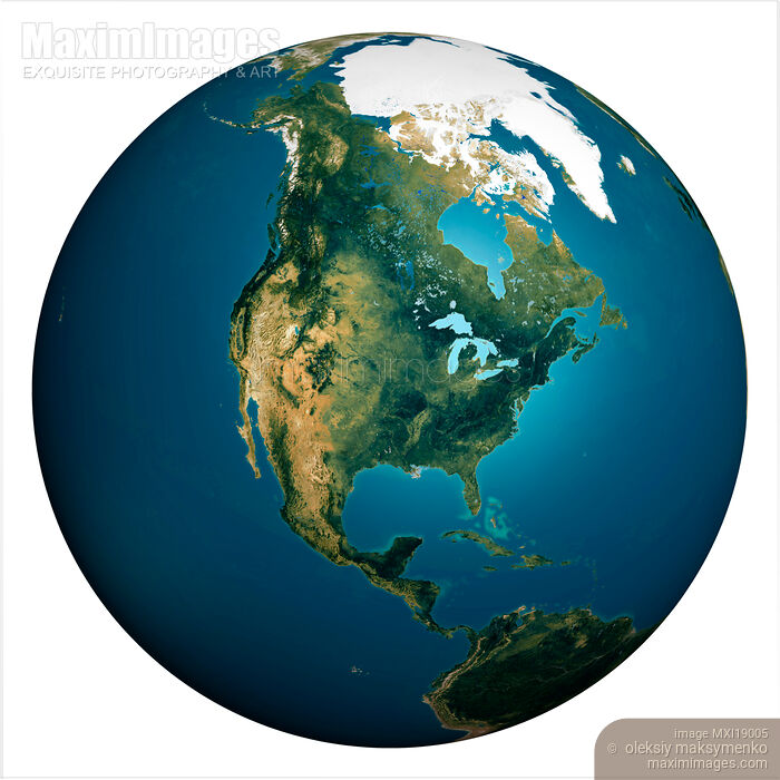 Stock image of Earth Globe map of North America Buy commercial use license at MaximImages