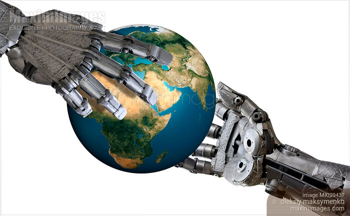 Stock photo of Earth in Iron Hands Buy commercial use license at MaximImages