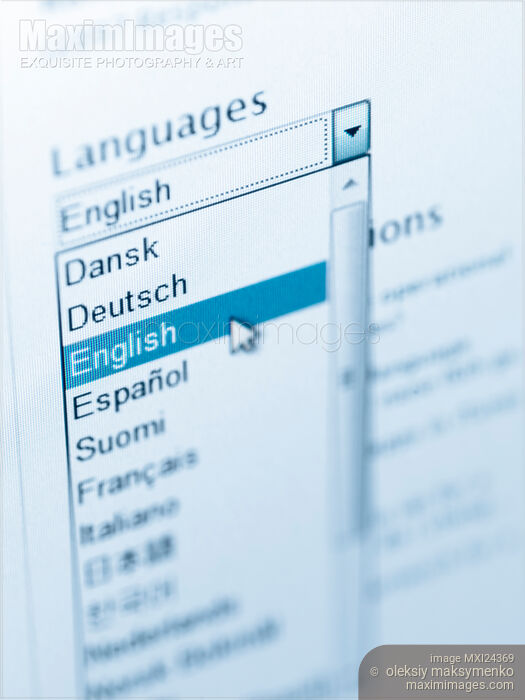 Stock photo of Ecommerce web site languaqge selection menu Buy commercial use license at MaximImages