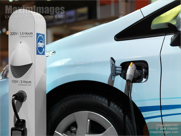 Stock photo of Electric Car Charging Batteries Buy commercial use license at MaximImages