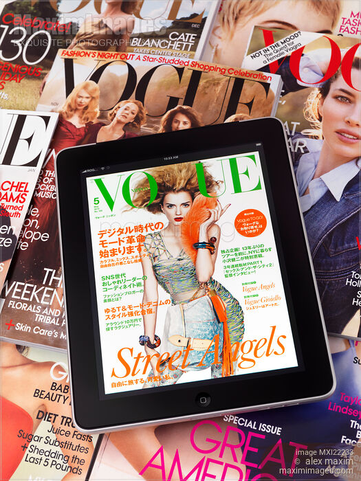 Electronic Issue of Vogue Apple iPad Tablet Computer Stock photo of Electronic Issue of Vogue Apple iPad Tablet Computer Buy commercial use license at MaximImages