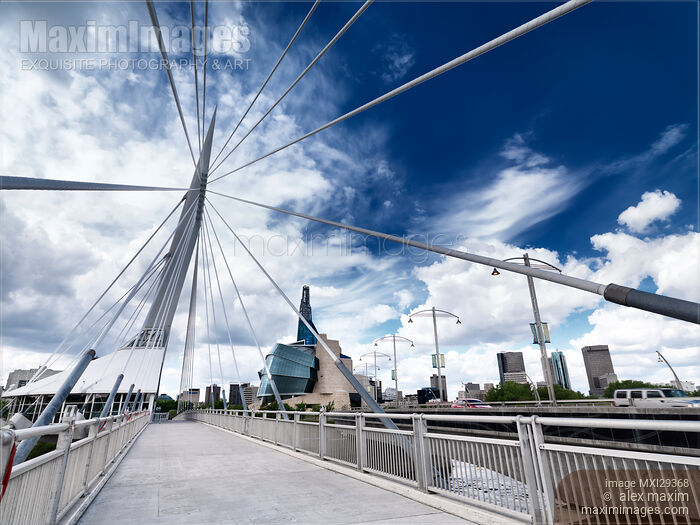 Stock photo of Esplanade Riel Footbridge in Winnipeg Manitoba Buy commercial use license at MaximImages