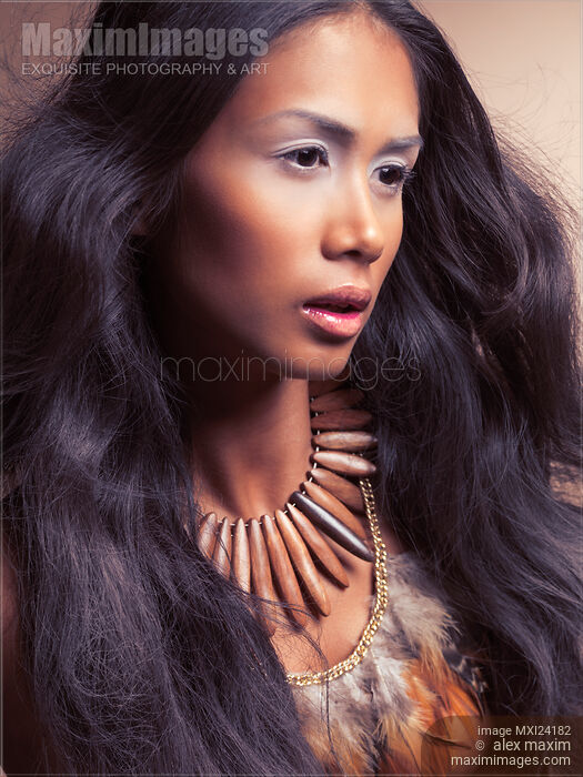 Exotic ethnic portrait of a beautiful young woman Stock photo of Exotic ethnic portrait of a beautiful young woman Buy commercial use license at MaximImages