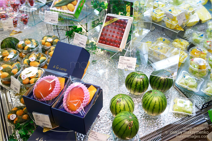 Expensive fruits on display in supermarket in Japan Stock photo of Expensive fruits on display in supermarket in Japan Buy commercial use license at MaximImages