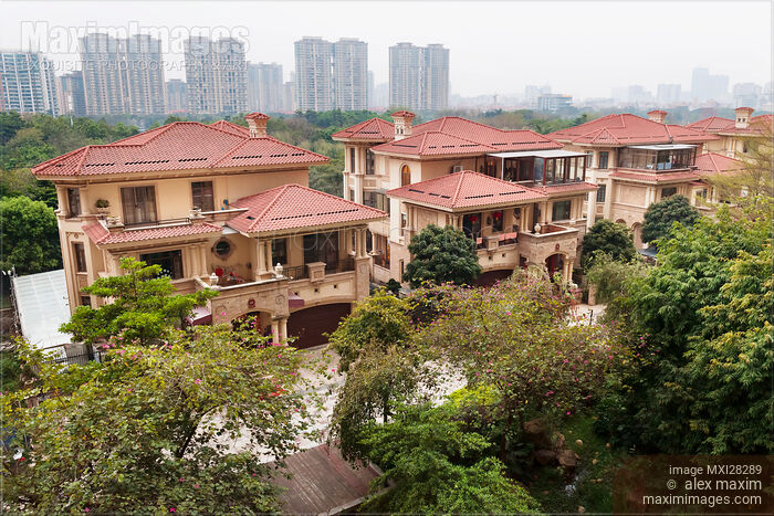 Stock photo of Expensive houses in a luxury residential area in Foshan China Buy commercial use license at MaximImages