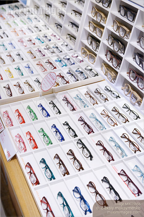 Eyeglasses on display in a store Stock photo of Eyeglasses on display in a store Buy commercial use license at MaximImages