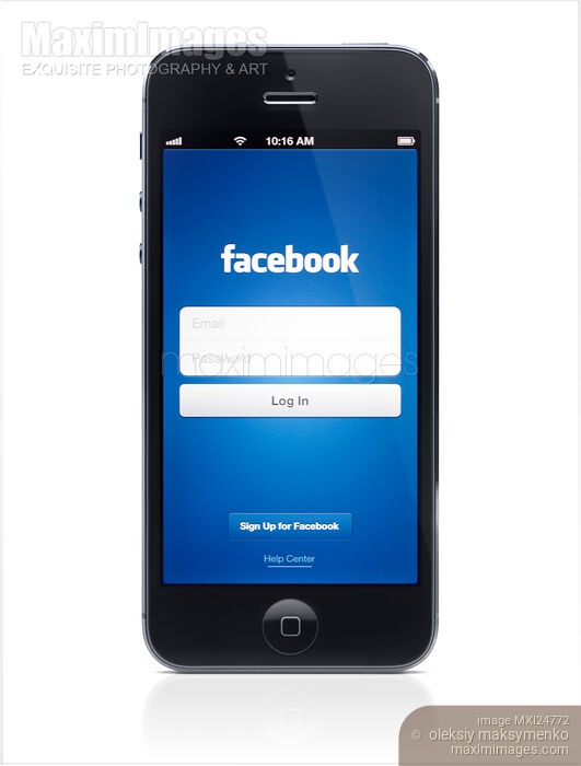 Stock photo of Facebook app on iPhone 5 Buy commercial use license at MaximImages