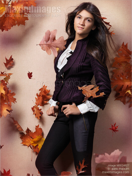 Fashionably dressed teenage girl artistic fall fashion Stock photo of Fashionably dressed teenage girl artistic fall fashion Buy commercial use license at MaximImages