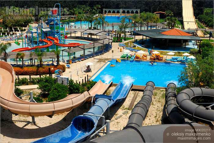 Stock photo of Fasoury Watermania water park Cyprus Buy commercial use license at MaximImages