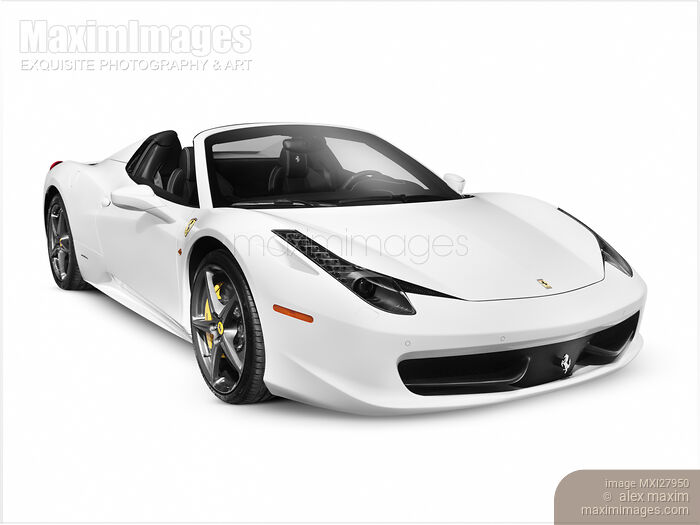 Stock photo of Ferrari 458 Spider supercar sports car isolated on white Buy commercial use license at MaximImages
