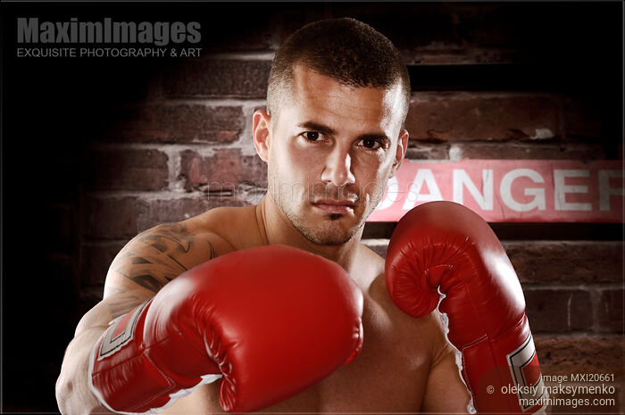 Stock photo of Fighter in boxing gloves Buy commercial use license at MaximImages