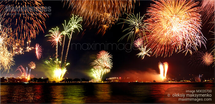 Stock photo of Fireworks Buy commercial use license at MaximImages