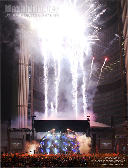 Fireworks at Nathan Phillips Square Toronto Stock photo of Fireworks at Nathan Phillips Square Toronto Buy commercial use license at MaximImages