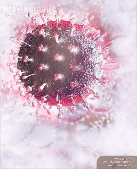 Flu virus H1N1 H5N1 influenza A virus particle viral infection pandemic artistic illustration on bright white Stock image of Flu virus H1N1 H5N1 influenza A virus particle viral infection pandemic artistic illustration on bright white Buy commercial use license at MaximImages