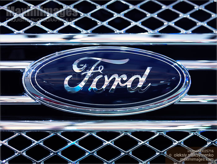 Stock photo of Ford symbol grille emblem Buy commercial use license at MaximImages