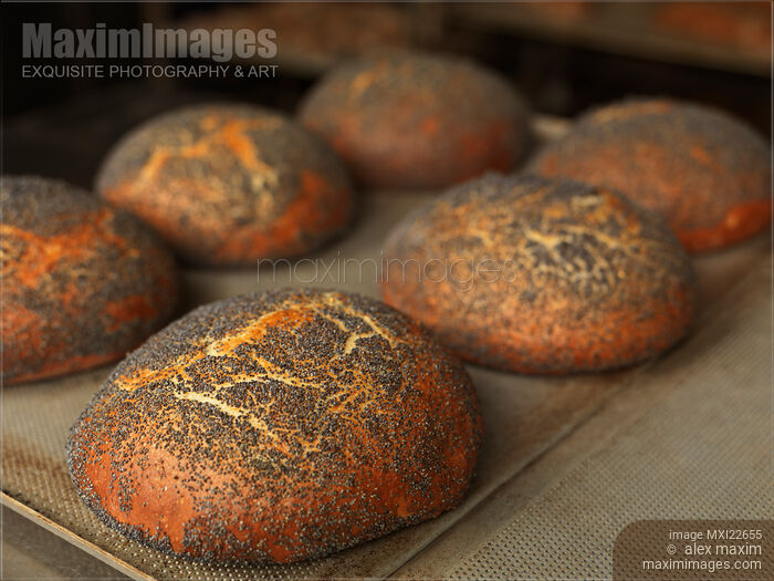 Stock photo of Freshly Baked Bread on a Tray Buy commercial use license at MaximImages