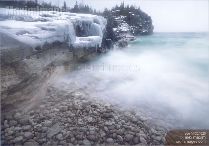 Frozen shore of Georgian Bay Stock photo of Frozen shore of Georgian Bay Buy commercial use license at MaximImages