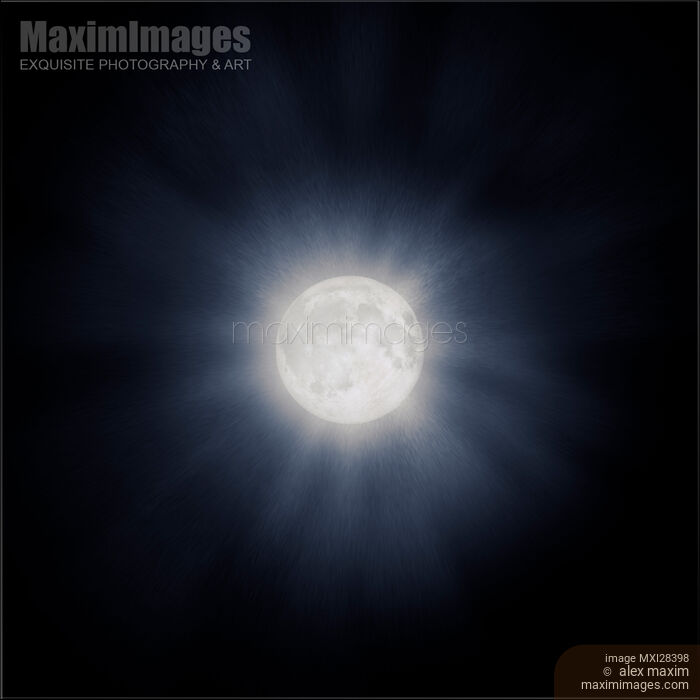 Full moon with glowing halo Stock image of Full moon with glowing halo Buy commercial use license at MaximImages