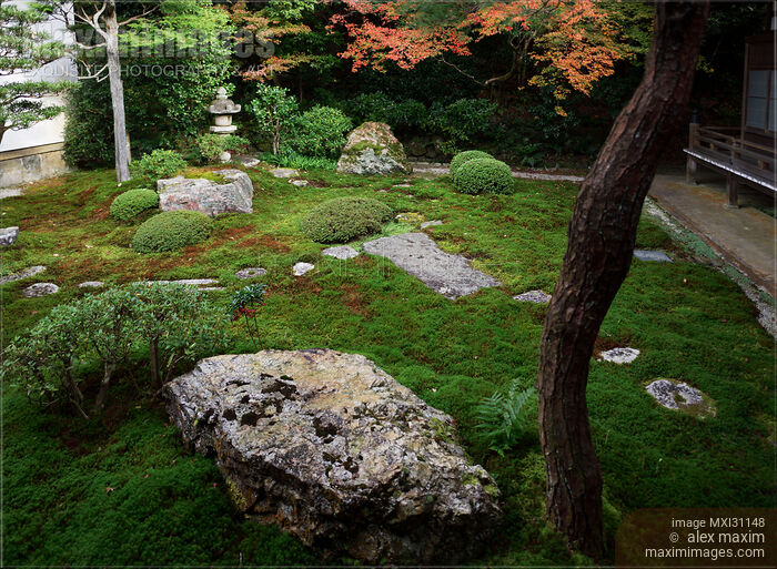 Stock photo of Gengen garden, karesansui, mossy rock Zen garden at Nanzenji Temple Hojo Buy commercial use license at MaximImages