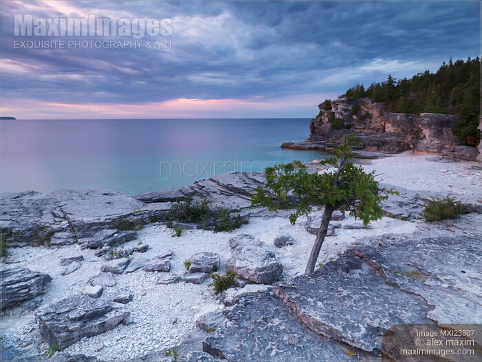 Georgian Bay Cliffs at Sunset Stock photo of Georgian Bay Cliffs at Sunset Buy commercial use license at MaximImages