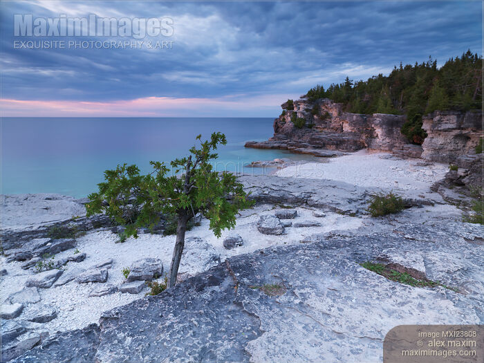 Georgian Bay Cliffs at Sunset Stock photo of Georgian Bay Cliffs at Sunset Buy commercial use license at MaximImages