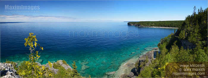 Georgian Bay panorama at Bruce Peninsula Ontario Canada Stock photo of Georgian Bay panorama at Bruce Peninsula Ontario Canada Buy commercial use license at MaximImages