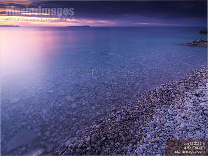Stock photo of Georgian Bay Shore at Sunset Buy commercial use license at MaximImages