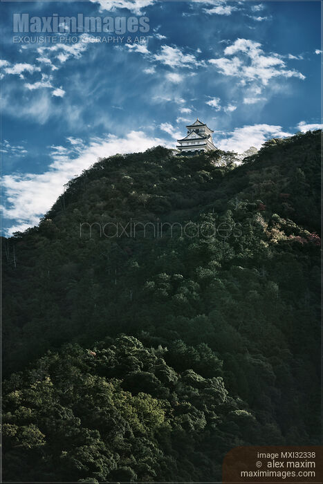 Art Print of Gifu Castle Gifu-jo on top of Mt Kinka under blue sky Gifu Japan Buy this Wall Art at MaximImages