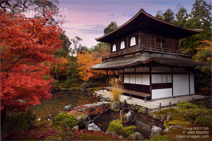 Stock photo of Ginkaku-ji Temple of Silver Pavilion Kannonden hall in colorful autumn scenery Jisho-ji temple Buy commercial use license at MaximImages