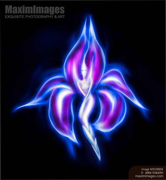 Stock image of Glowing surreal dancing lady flower fairy artistic illustration Buy commercial use license at MaximImages