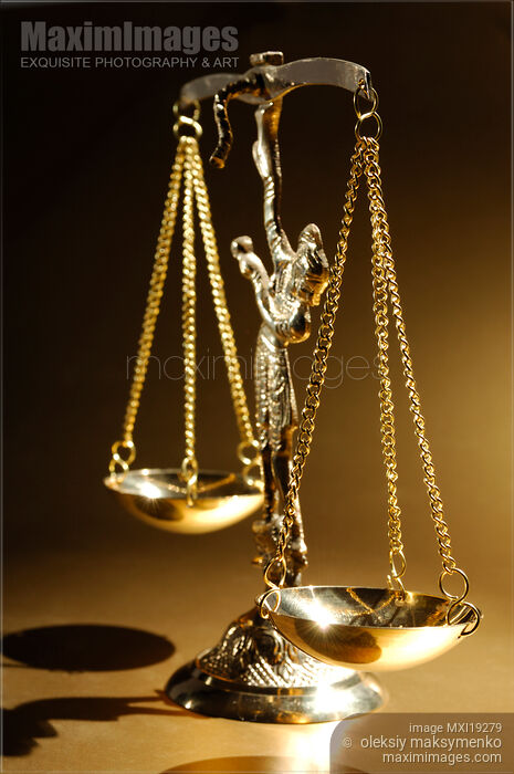 Stock photo of Gold Justice Scales Buy commercial use license at MaximImages