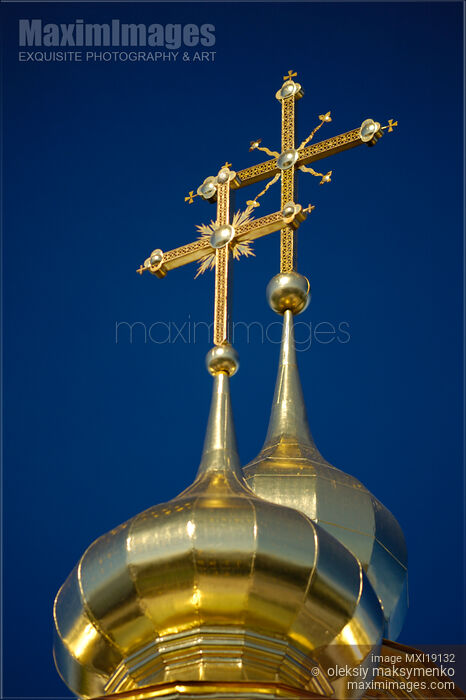Stock photo of Golden Crosses of Cathedral Buy commercial use license at MaximImages