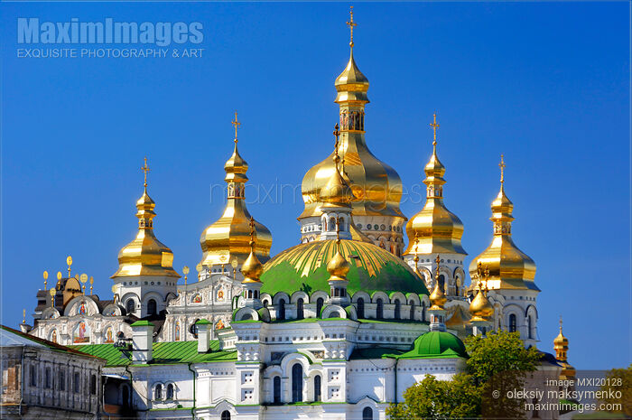 Stock photo of Golden Cupola of the Mother of God Assumption Church in Kiev Ukraine Buy commercial use license at MaximImages