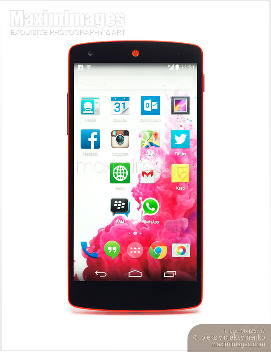 Stock photo of Google Android Nexus 5 phone Buy commercial use license at MaximImages