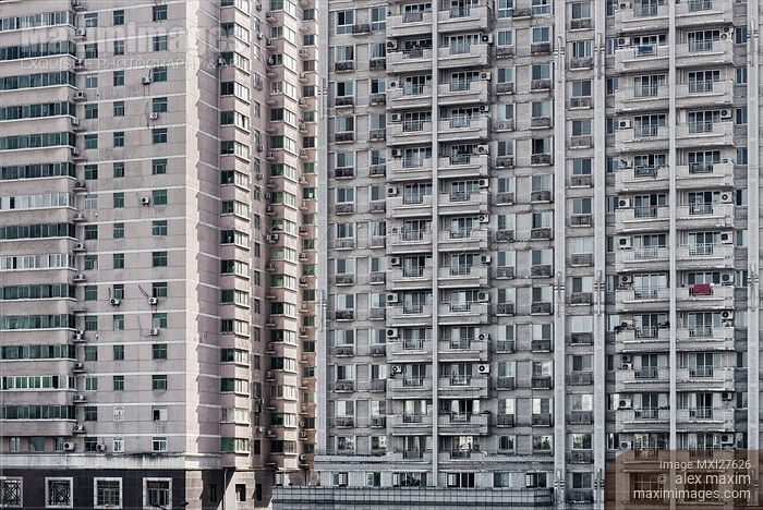 Stock photo of Gray walls of high-rise residential buildings in China Buy commercial use license at MaximImages