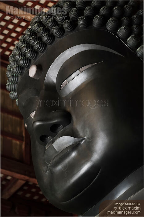 Stock photo of Great Buddha face in Todai-ji temple Nara Japan Buy commercial use license at MaximImages
