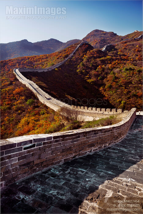 Stock photo of Great Wall of China in fall scenery Buy commercial use license at MaximImages