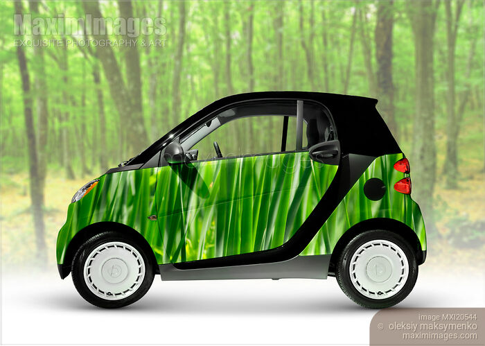 Green Smart Fortwo Mini Car in the nature Stock photo of Green Smart Fortwo Mini Car in the nature Buy commercial use license at MaximImages
