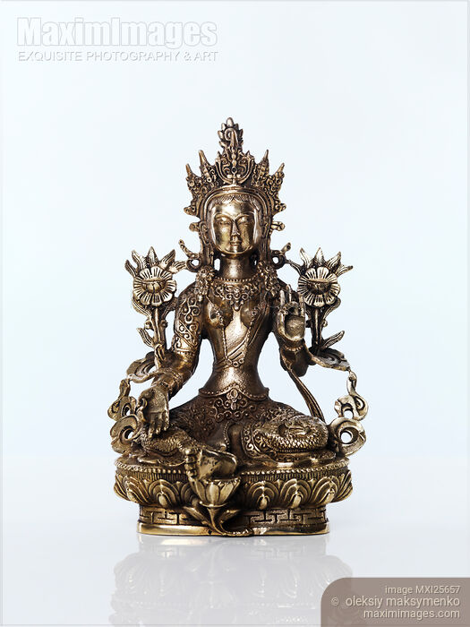 Stock photo of Green Tara goddess statue Buy commercial use license at MaximImages