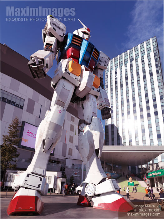 Gundam statue at Diver City Odaiba Tokyo Stock photo of Gundam statue at Diver City Odaiba Tokyo Buy commercial use license at MaximImages