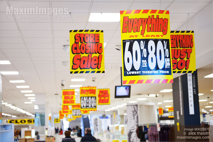 Stock photo of Half empty Sears store closing sale in Toronto Buy commercial use license at MaximImages