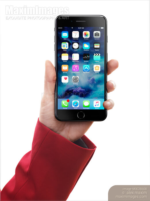 Stock photo of Hand holding Apple iPhone 7 Plus Buy commercial use license at MaximImages