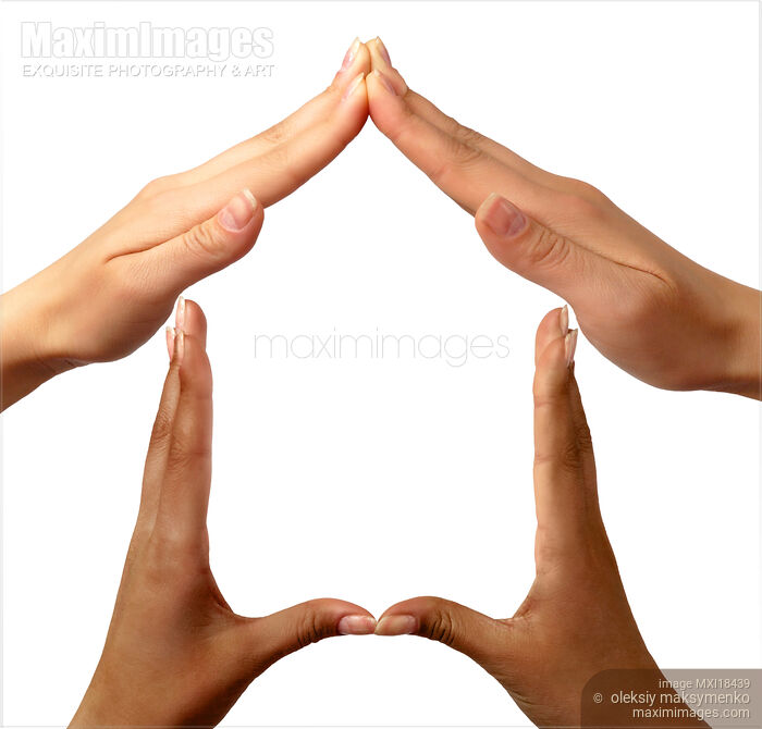 Stock photo of Hands making home symbol Buy commercial use license at MaximImages