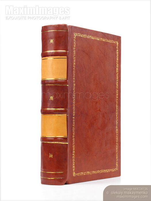 Stock photo of Hardcover leather bound book Buy commercial use license at MaximImages