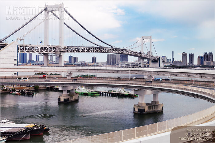 Photo Of Highway Ramp And The Rainbow Bridge In Tokyo Stock Image Mxi Photo Of Highway Ramp And The Rainbow Bridge In Tokyo Stock Image Mxi
