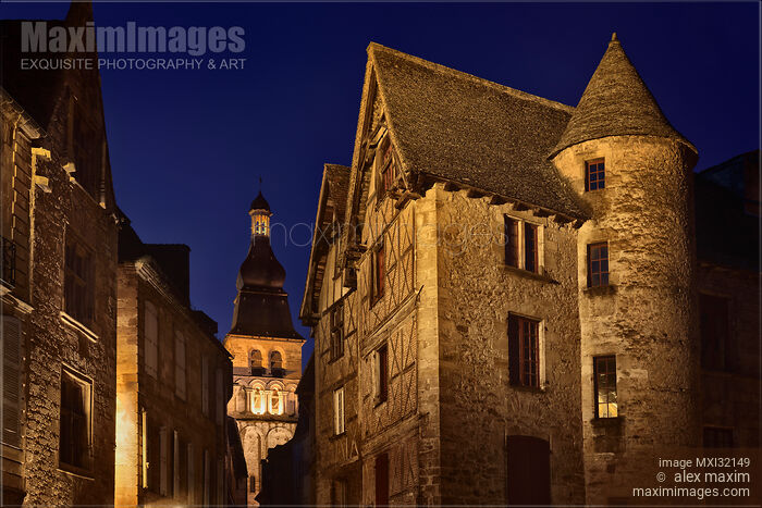 Stock photo of Historic old houses in Medieval town of Sarlat in south of France Buy commercial use license at MaximImages