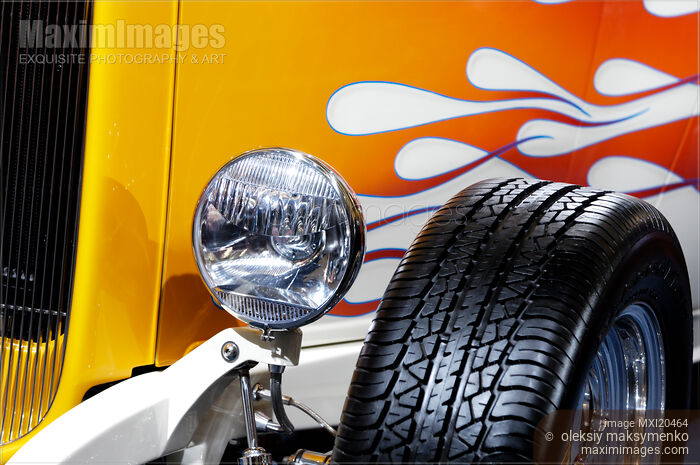 Hot rod Ford Hi-Boy Coupe 1932 custom car detail Stock photo of Hot rod Ford Hi-Boy Coupe 1932 custom car detail Buy commercial use license at MaximImages